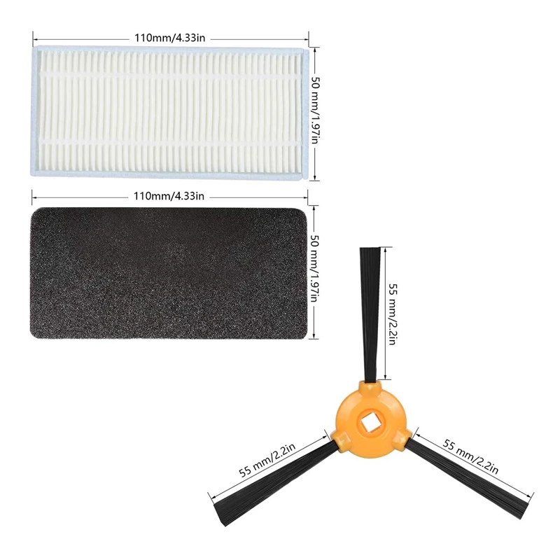 Accessory Kit for Deebot N79S and N79 Robotic Vacuum Cleaner - 2 Main Brush +1 Primary Filter + 8 Filters + 8 Side Brushes
