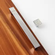 3.75 ”5”6. 3”Crystal Maçanetas Dresser Gaveta Puxa Alças Gabinete Handle Pull Knob Prata Claro Cristal De Vidro Decorativo Bling