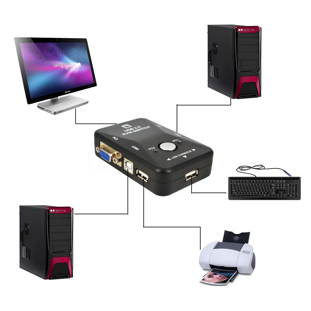 2016 New Arrival 2 Port USB KVM Switch Switcher Box VGA