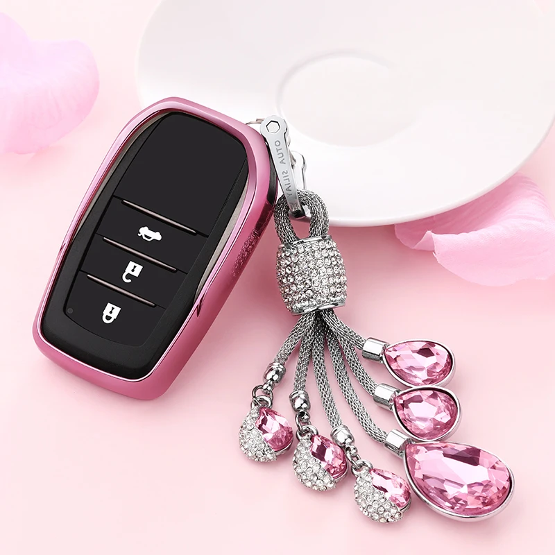 

GPFORTYSIX TPU crystal Tears Remote Car Key Case Cover For Toyota Chr C-hr Land Cruiser 200 Avensis Auris Corolla 2&3 Buttons