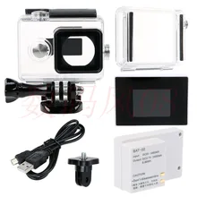 Waterproof Housing Case+Expand Case Cover+LCD Screen Display+External BacPac Battery For Xiaomi yi Action camera accessories