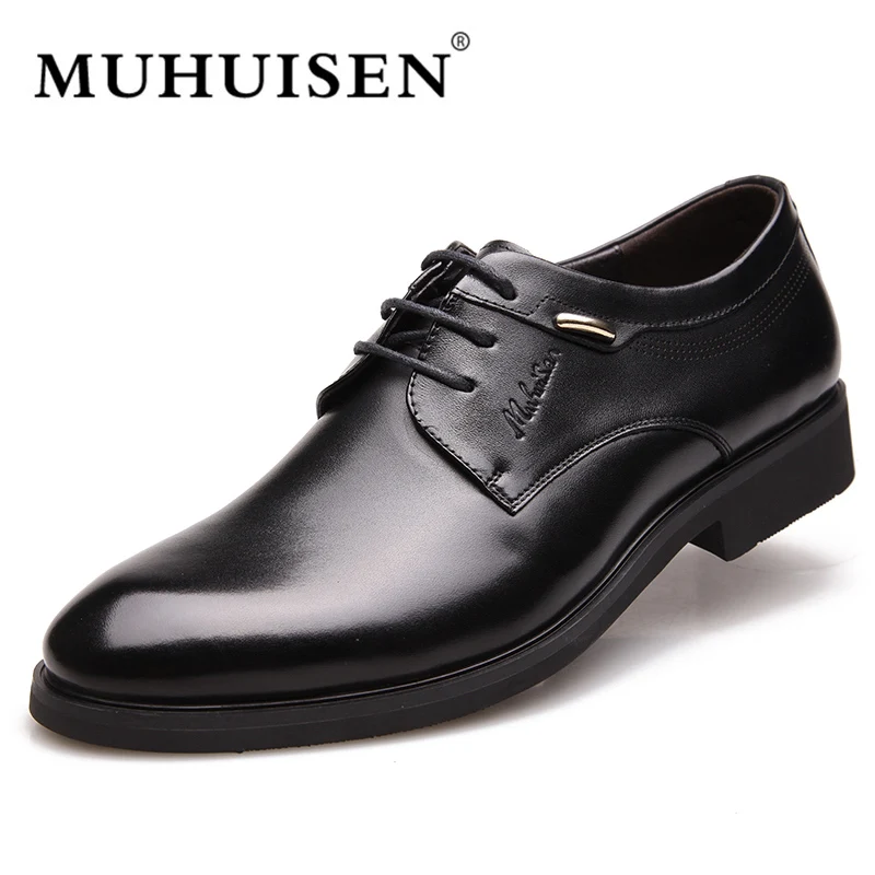 

MUHUISEN Brand y Genuine Leather oxford shoes for men Spring Autumn Men Formal Wedding Shoes Luxury Business Dress Shoes