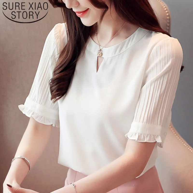 

Fashion women tops and blouse 2019 ladies tops chiffon blouse shirts white shirt shirts short sleeve shirt office lady 3947 50