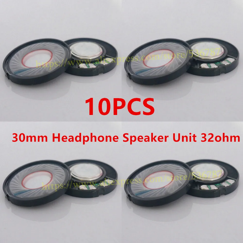 

10pcs/5pair Full Range Speakers 30mm Headphone Speaker Unit 32 ohm 100db Headset Driver Repair Parts For Headphones