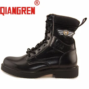 

QIANGREN Military Factory Direct Men's Summer Genuine Leather Boots Breathable Tactical Boots Verano Sapato Masculino Male Shoes