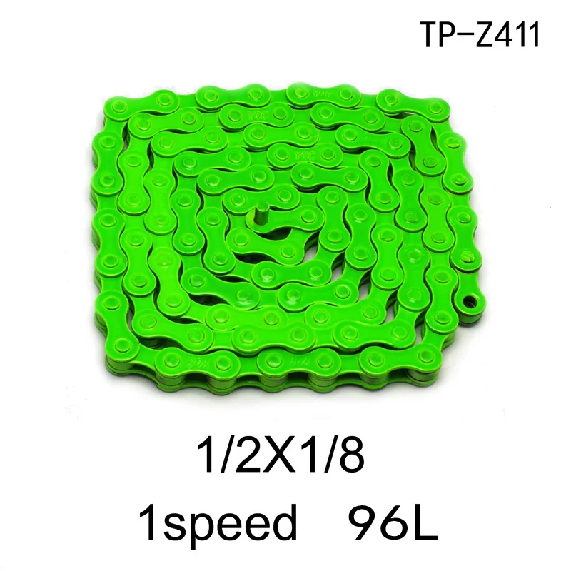 Велосипедная цепь с фиксированной передачей, односкоростная стальная цепь, волшебная кнопка, цепь, цветная 98 звеньев, 1 шт., велосипедная цепь