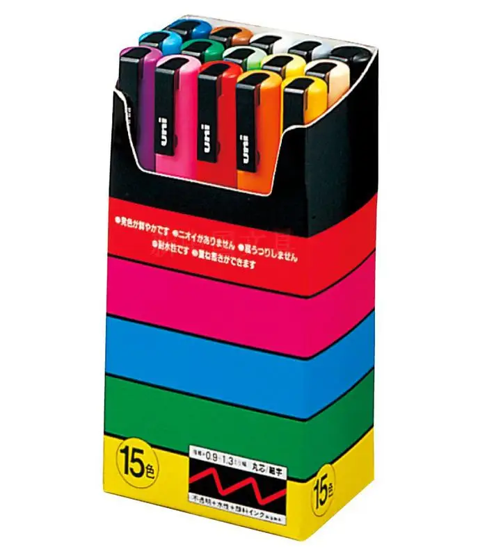 Ручка Posca PC-3M Краска Маркер письменная ручка тонкий наконечник 0,9-1,3 мм 15 цветов/комплект