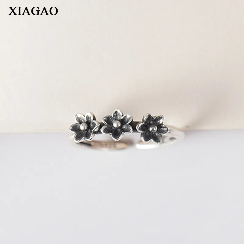 

XIAGAO 2018 HOT SALE Mystic Floral Flower Stackable Oxidized Silver Women Ring 925 Sterling Silver Jewelry Christmas AART0093
