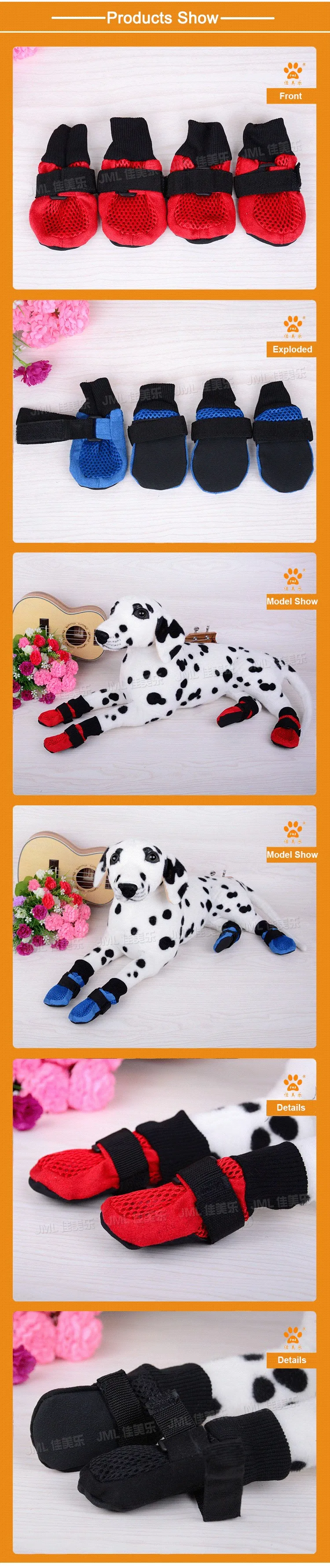  High quality JML Mesh big dog shoes dog boots Non-skid Sole pet shoes Fashion Large dog winter boots Puppy 4pcsset  (13)