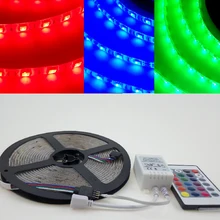 24V DC LED Strip Light RGB 5050 300LEDs Ribbon Ruban Kit Waterproof IP65 + 24 Keys Remote Controller Warm white Cold white Blue