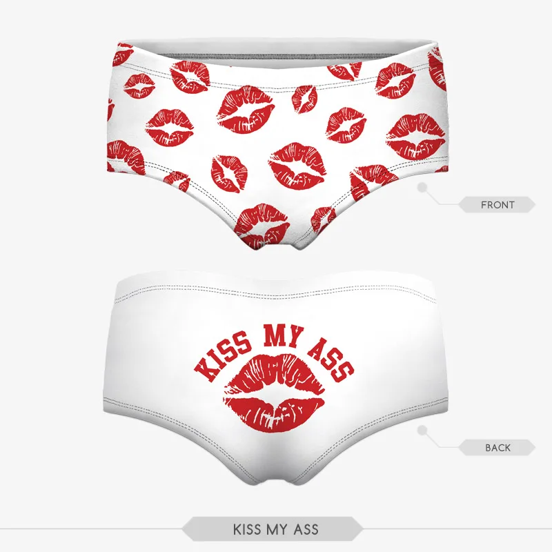 Трусики женские хлопковые с 3D принтом надписью kiss me Love|woman panties briefs|panties briefswomen |