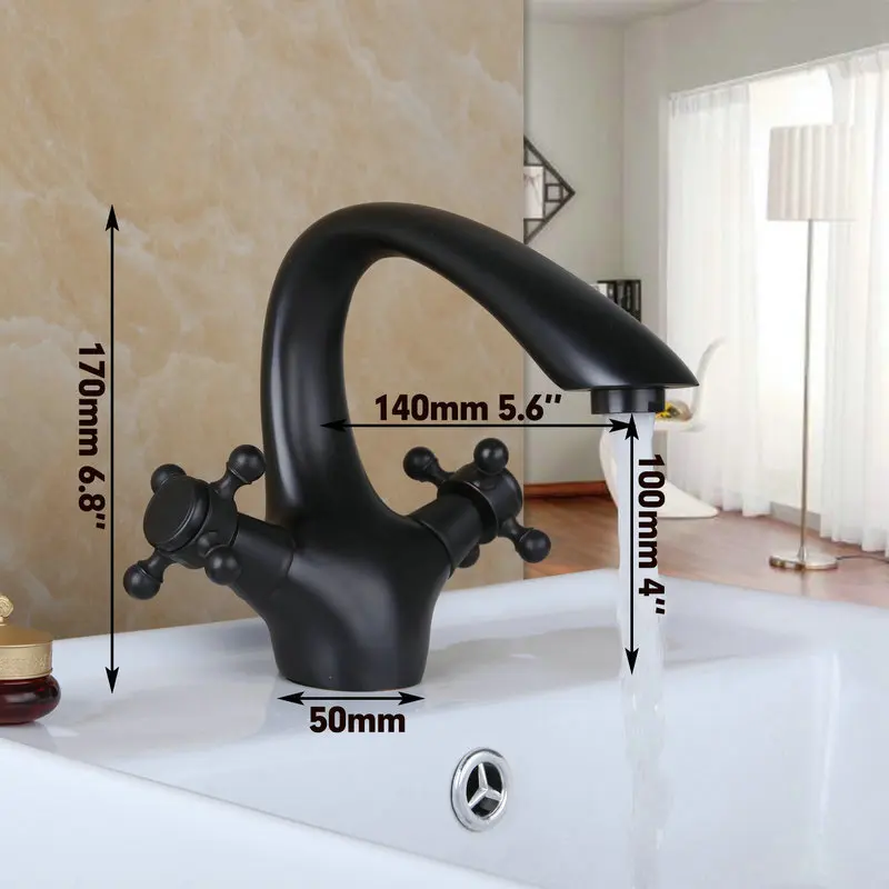 Basin Tap 1 OUBONI белый Лебедь дизайн ванная комната раковина смеситель для крана-сифона античная латунь полированный черный бриллиант 2 ручки смеситель кран - Цвет: Basin Tap 1