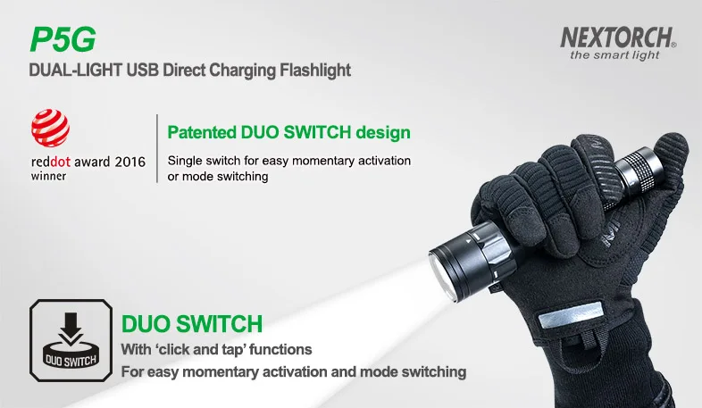 NEXOTRCH P5 Dual-light 800 люмен фонарик с USB подзарядкой 18650 батарея DUO переключатель ручной фонарь для охоты Тактический спасательный