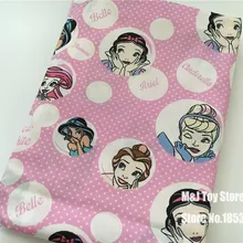 100*143 см Рапунцель Принцесса Белоснежка Русалочка Хлопок Ткань Жир Quaters шитье ребенка Лоскутная Ткань Сделай Сам ткань Tecido
