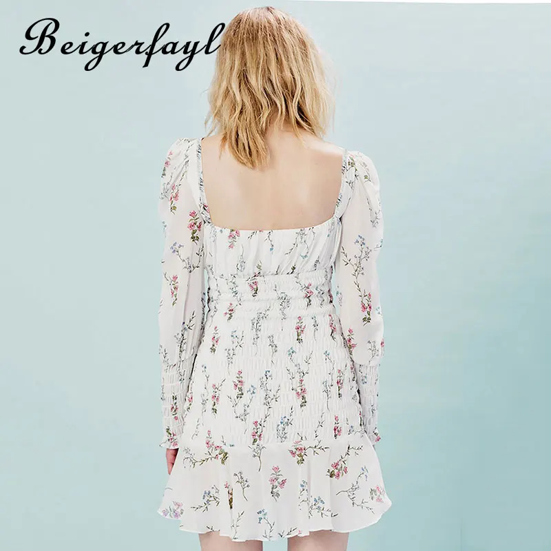Beigerfayl 2019 летнее Новое шифоновое женское платье с коротким рукавом пышными