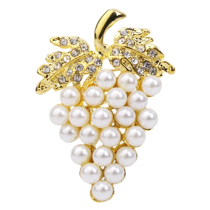 

Women Brooch Charms Rhinestone Faux Pearl Wedding Bridal Grape Pins Jewelry Gift