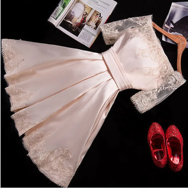 Однотонное платье для свадебной вечеринки, платье Fiesta Vestido, пышные платья с открытыми плечами для выпускного вечера, короткие платья подружек невесты TS1702 - Цвет: 2
