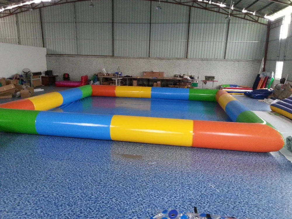 

Commercial colorful swimming pool square shape inflatable PVC pool with free air blower and free shipping by air express to door