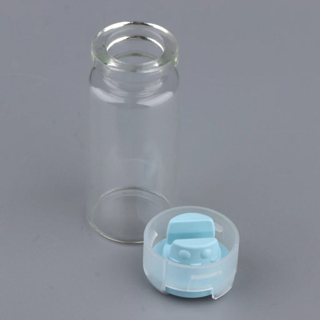 20Pcs 10ml Empty Sterile Glass Sealed Serum Vials Bottles Liquid Containers Transparent Body - 6 Colors Optional