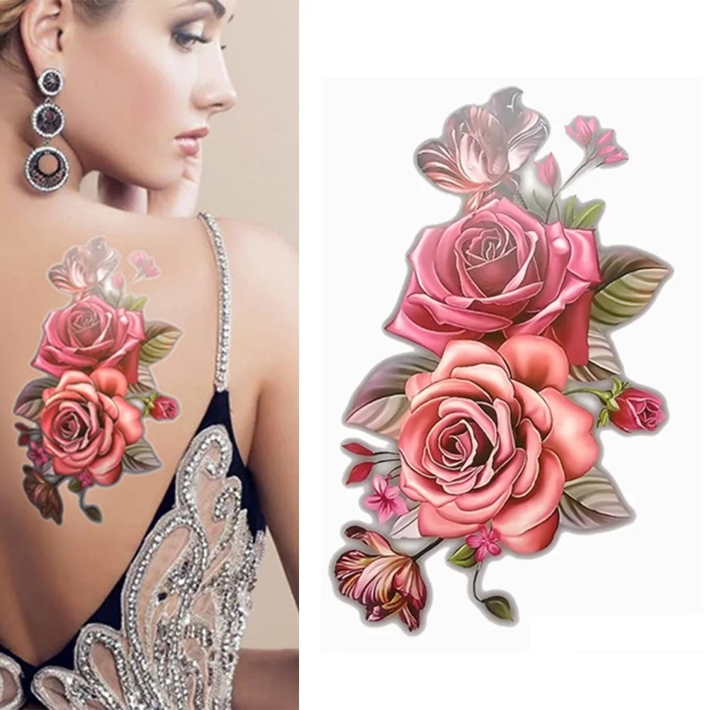 3D Цветы водостойкий боди-арт временные сексуальные бедра татуировки Роза для женщин флеш тату наклейки легко носить и легко чистить