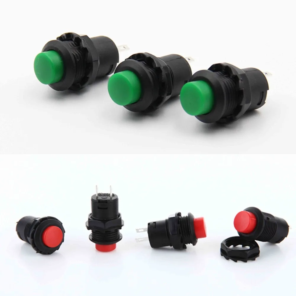 Mini Red and Green 12mm Self Return Momentary or self-locking Touch On/Off Switch 2 pins Push Button Switch цена Mini Red and Green 12mm Self Return Momentary or self-locking Touch On/Off Switch 2 pins Push Button Switch цены онлайн