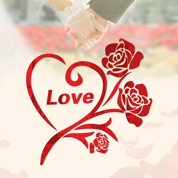 

Love Rose Flower Pattern 3D 100% Acrylic Mirror Wall Stickers Living Room Bedroom Poster Home Decor Wall Art Decorative