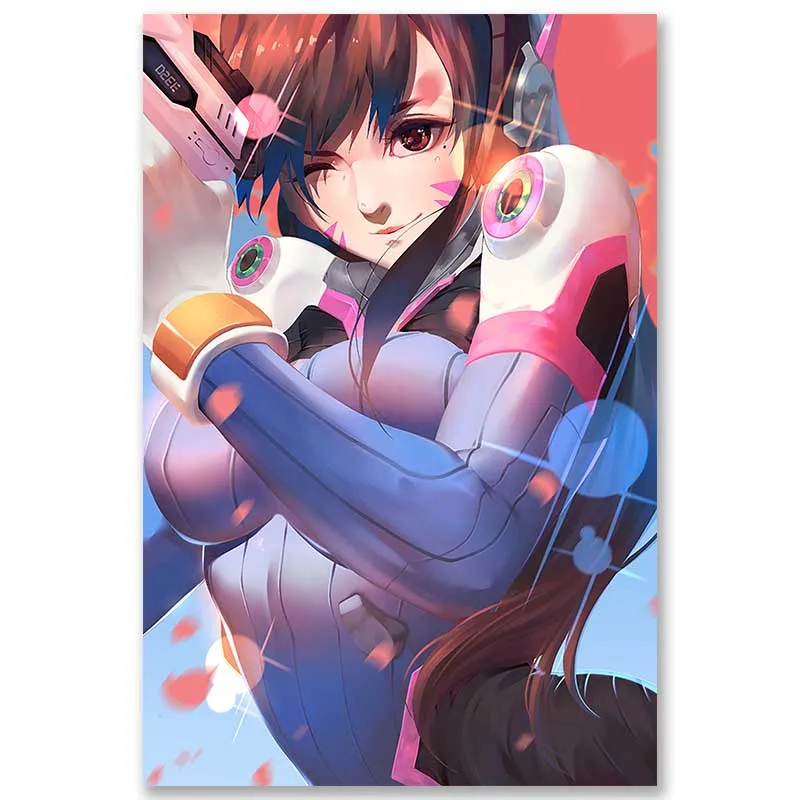 Overwatchs плакат d. va картина аниме настенные художественные шелковые Поттеры для спальни домашний декор художественные принты шелковая Живопись