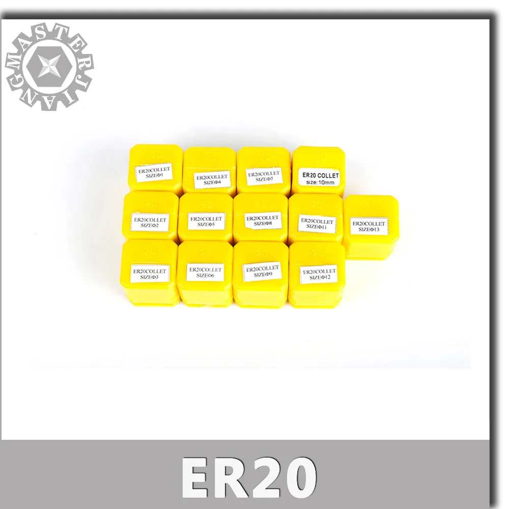 

ER20 Collet Set 13pcs/Kit er20 Collet Chuck From 1mm to 13mm Beating 0.1MM Precision for CNC Milling Lathe Tool and Spindle