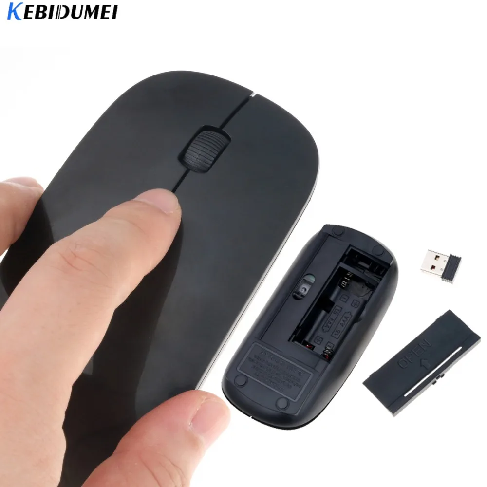

kebidumei USB 2.4Ghz Ultra Thin Wireless Mouse Optical Gaming Slim Receiver For Apple Mac Laptop Power Switch Computer Mice