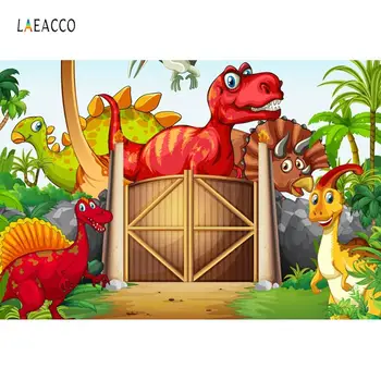 

Laeacco Vinyl Backdrop For Photography Jurassic Dinosaur World Party Baby Child Birthday Photo Background Photocall Photo Studio