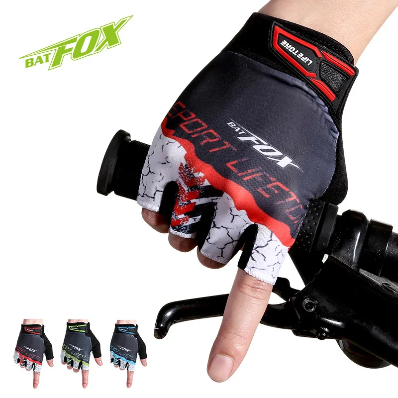 

BATFOX Cycling Gloves Summer Sports MTB Anti-Sweat Bicycle Gloves Anti-Slip Breathable Half Finger Shockproof Bike Gloves