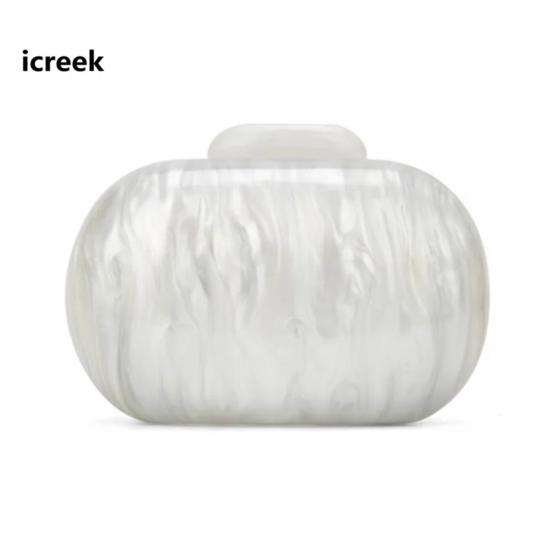 

Fashion purse Women Acrylic Cute Round Marble White Pearl Party Evening Bags New Brand Luxury Prom Handbags Casual Solid Clutch