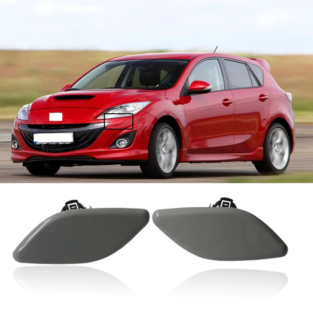 

CAPQX 2pcs For Mazda 3 2009-2011 Car Left & Right Headlight Washer Spray Nozzle Jet Cap BBP3-518G1 BBP3-518H1