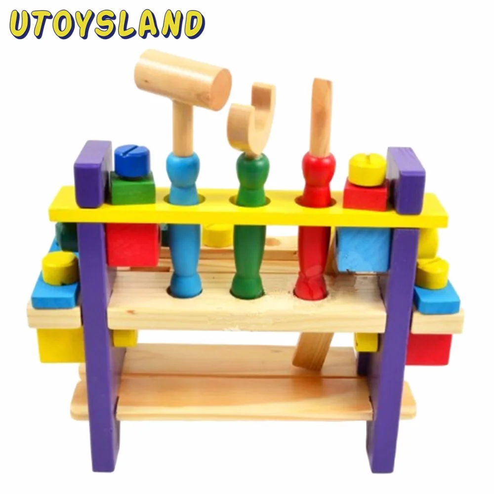 

UTOYSLAND Intellectual Wooden Install and Nut Sets Multifunctional Toy Work Bench and Play Tool for Kids