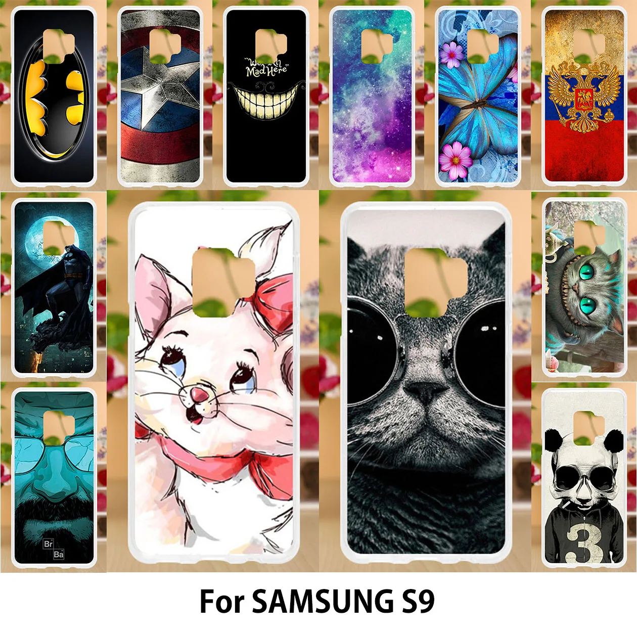 

Anunob For Samsung S9 Cases Soft Back Cover Samsung S9 Silicon Case TPU Painting Cute Animals Cats Cartoon Patterned Bags 5.8