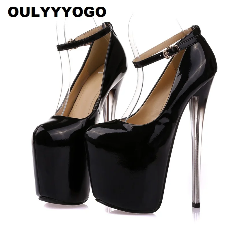 

Ultra High Heels 16cm/19cm/22cm Patent Leather Sexy Shoes Women Shoes Thin Heel Women Pumps Shallow Mouth Party Shoe Size 34--47