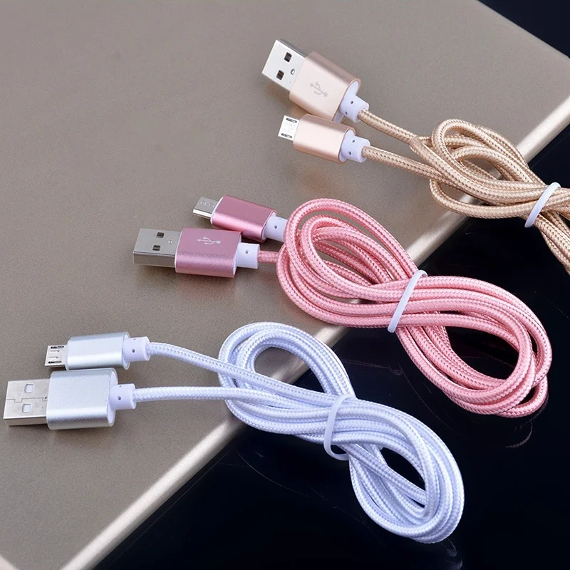 2A الفاخرة الألومنيوم مزين الهاتف المحمول الكابلات كابل البيانات مايكرو usb لسامسونج غالاكسي S6 S7 S8 S9 ل LG G3 G4 سريع تهمة