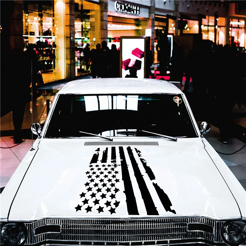 

1pcs Universal Car Sticker Waterproof Creative USA Flag Model Hood Vinyl Decal Sticker Fashion Decor Car-Styling Car Decal