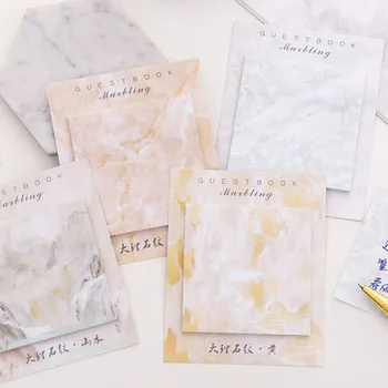 

4 Pcs Marble Printed Memo Pad Cute Self-Adhesive N Times Sticky Notes Stationery Sticker School Supplies Bookmark Label Escolar