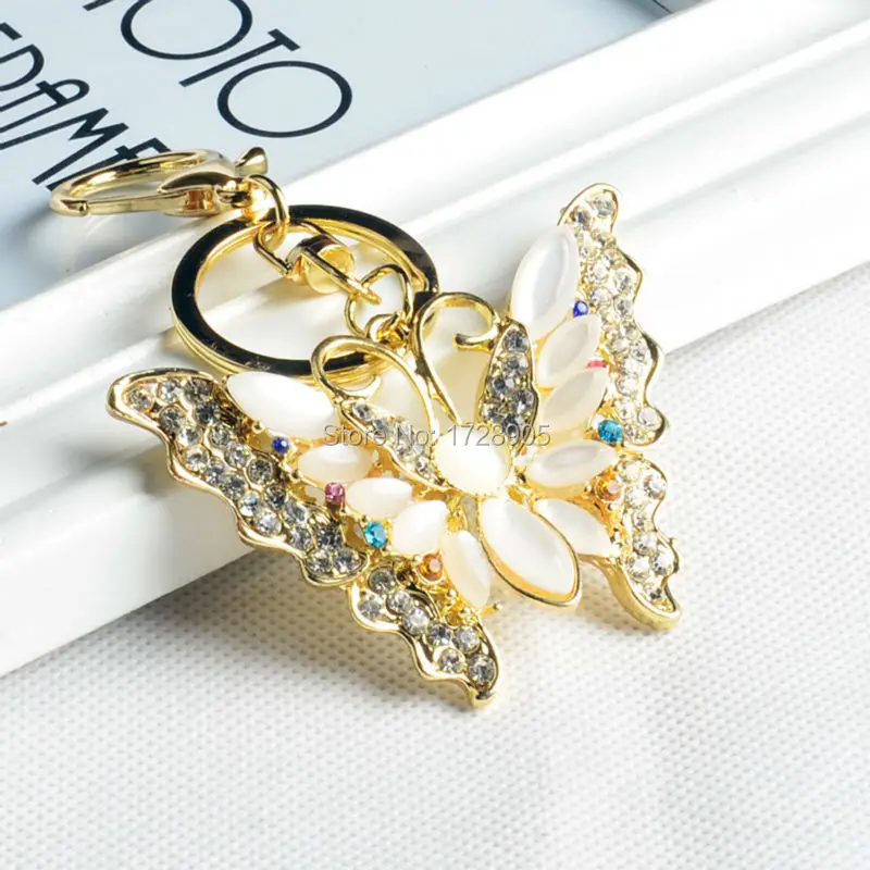 2017 3D Keychain Rhinestone Crystal Butterfly Keyrings ...
