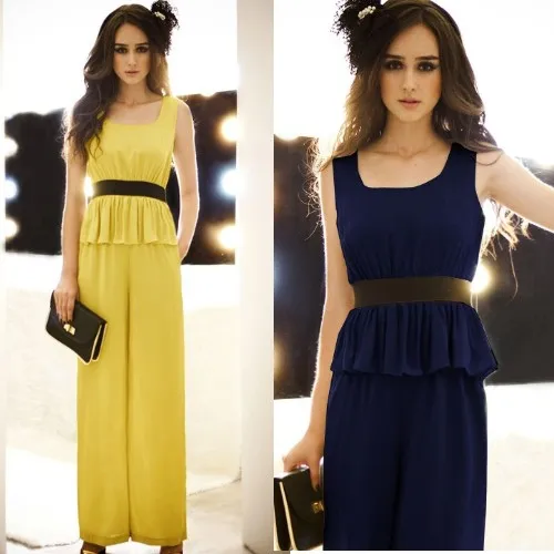 free-shipping-ladies-fashion-elegant-faux-two-piece-set-slender-waist-jumpsuit