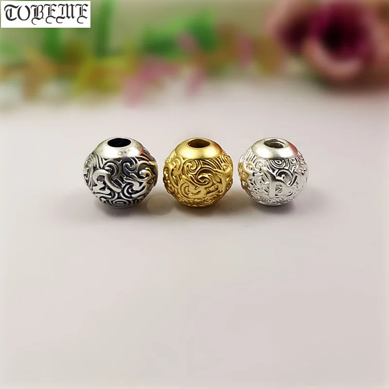 

100% 3D 999 Silver Tibetan Six Words Beads Pure Silver Buddhist OM Mantra Beads Good Luck DIY Jewelry Findings Tibetan Beads