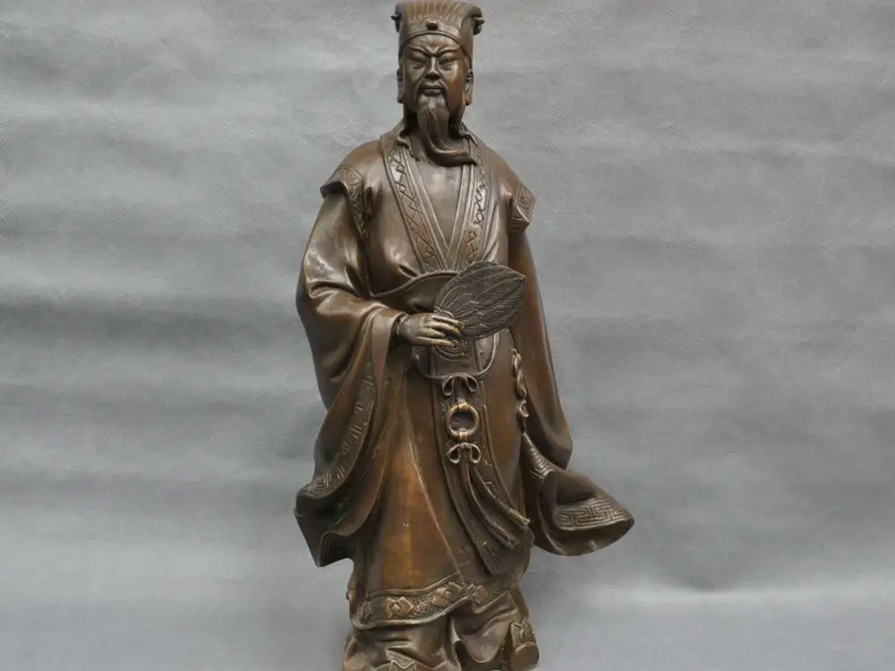 zm 20'' China Ancient Strategist Military Counsellor Zhu Geliang Bronze Statue | Дом и сад