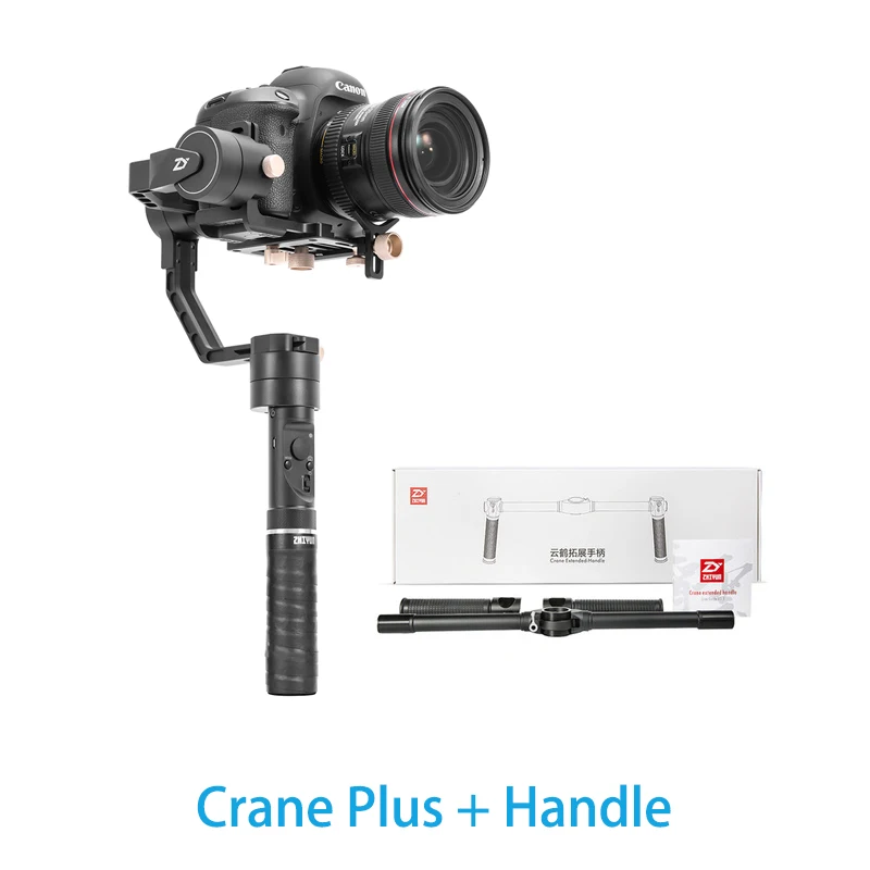 Zhiyun Crane Plus 3 осевой ручной шарнирный стабилизатор для камеры GoPro 2500 г Полезная нагрузка длинной выдержкой Интервальная покадровая съемка Горизонтальное кадрирование движения памяти Для беззеркальных цифровых зеркальных фотокамер - Цвет: with Handle