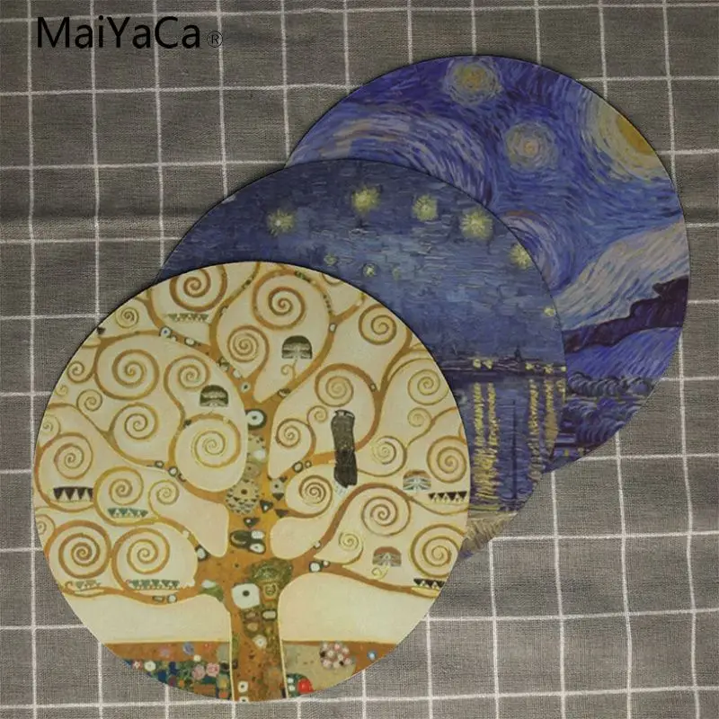 

MaiYaCa Simple Design Gogh-Starry Night Unique Desktop Pad Game Lockedge Mousepad 200x200mm 220x220mm Round Mouse Pad