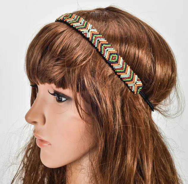 Элегантный Эластичный ободок для волос с кристаллами и бусинами, головной убор для девушек и женщин, металлические аксессуары для волос ручной работы, головной убор, разноцветная Свадебная повязка на голову
