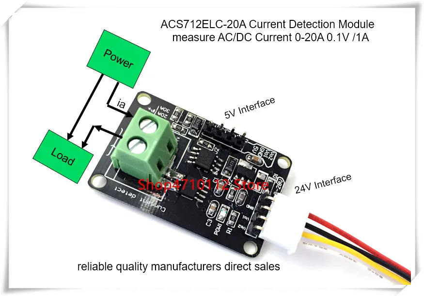 1 шт./лот 0-20A ACS712ELCTR-20A ACS712TELC-20A ACS712 20A модуль датчика тока 0,1 V/1A 5 V или 24 Питание