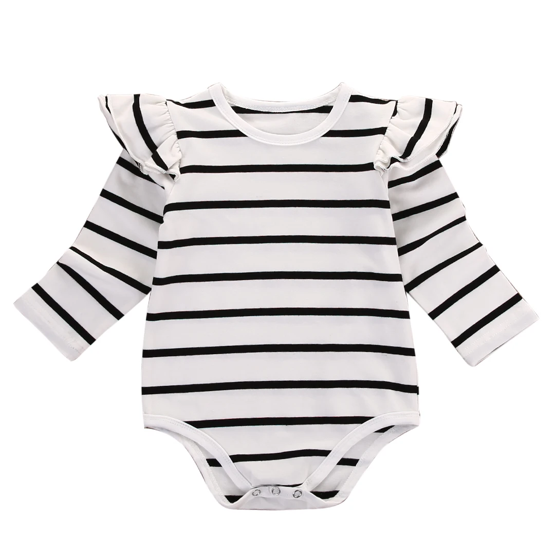 Хлопковый комбинезон в полоску для новорожденных мальчиков и девочек; комбинезон; одежда - Цвет: Белый