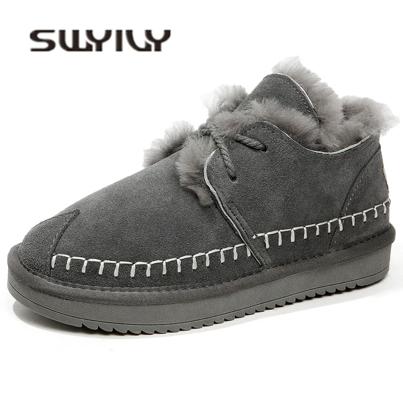 Женские зимние ботильоны SWYIVY с шерстяным мехом новинка 2018 женские ботинки из