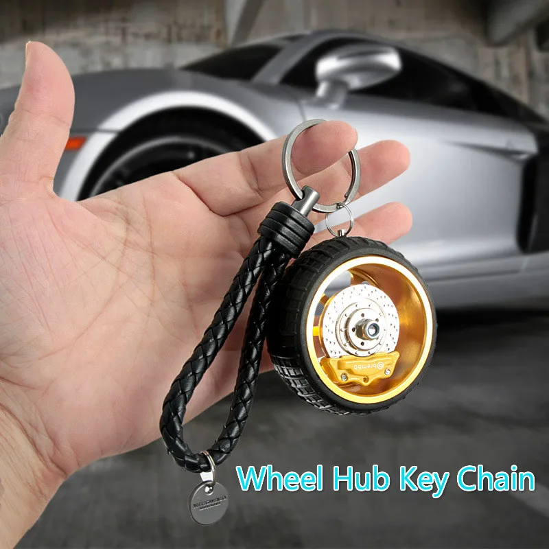 

Motorcycle Car Accessories Wheel Hub Keychain Zinc Alloy Rubber BV Woven Key Chain Innovative Gift 6 Color Fashional Key Rings